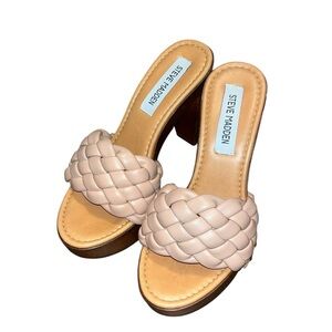 Steve Madden Tan Kashtyn Woven Slide Sandals